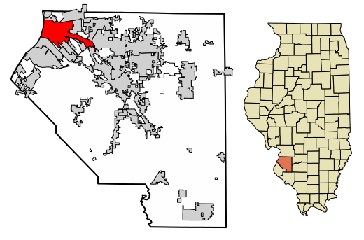 Location of East St. Louis in St. Clair County, Illinois