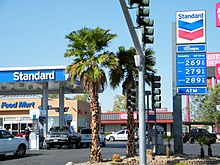 A Chevron station branded under the Standard name in Las Vegas, pictured in 2009 Standardgasstation.jpg