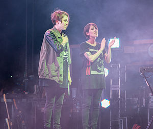 Tegan and Sara post-concert at 2014 Hillside Festival