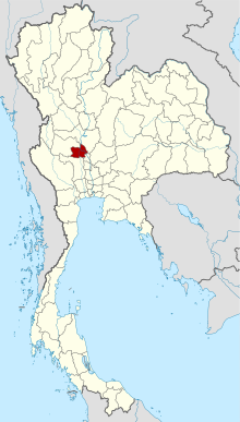 Mapa ng Taylandiya na nagpapakita ng Lalawigan ng Chai Nat
