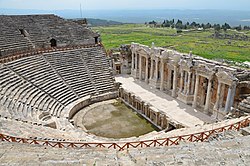 The Roman theatre, built in the 2nd century AD under Hadrian on the ruins of an earlier theatre, later renovated under Septimius Severus, Hierapolis, Turkey - 17033895960.jpg