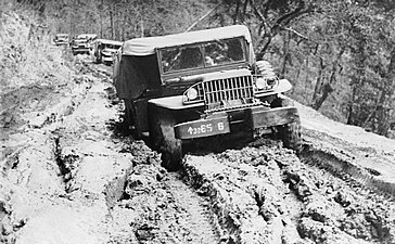 A Dodge of the 5th Indian Division struggling through mud on the Tiddim Front during the Burma campaign, 1941–1945