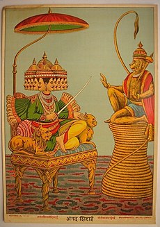 The monkey prince Angad is first sent to give diplomacy one last chance (Ravi Varma studio, 1910's).jpg