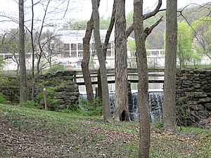 A waterfall in Tibbetts Brook Park