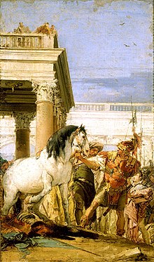 Peinture sur toile représentant Alexandre et Bucéphale