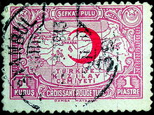 A stamp from Turkey to support the Red Crescent, 1938 Timbre Turquie Croissant rouge 1928.jpg