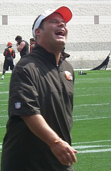 Tom Heckert Laughing with Cleveland Browns Fans (7663872314).jpg