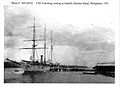 USS Vicksburg sedang memuat batu bara di Isabela Wharf, Basilan. Foto diambi oleh Naval Hospital pada tahun 1901