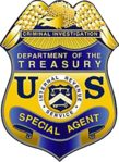 Polisbricka för IRS brottsutredningsavdelning.