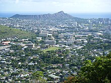 UH Manoa campus viewed from Round Top Drive, with Diamond Head in the background UniversityHawaiiManoaCampusRoundtop.jpg