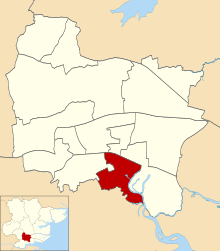 Location of Vange ward Vange ward in Basildon 1979.svg