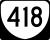 Monument Avenue is designated as State Route 418, though not signed as such publicly. Virginia 418.svg