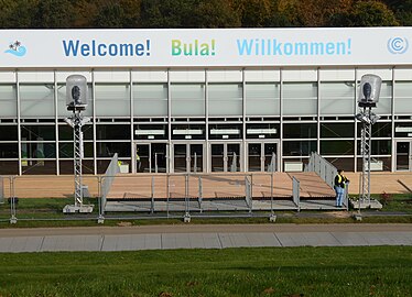 Entrance welcome of United Nations Climate Change Conference in Bonn / presidency Fiji