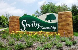 Welkomstbord van Shelby Charter Township