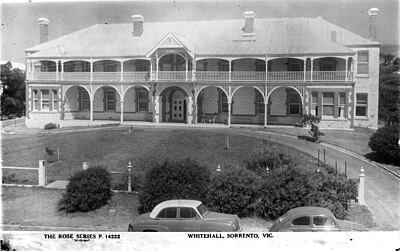 Whitehall Guesthouse in the 1950s Whitehall 1950s Postcard State Library Victoria.jpg