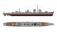 Yūgumo class destroyer outline and drawing.svg