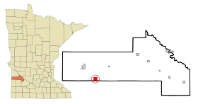 Yellow Medicine County Minnesota Incorporated and Unincorporated areas Porter Highlighted.svg