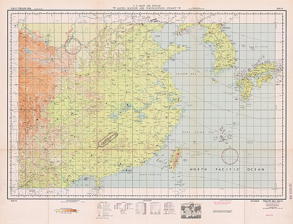 LORAN chart of the Yellow Sea, 1944