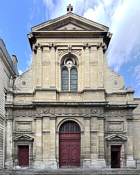 Façade de l'ancienne église déplacée à l'église Notre-Dame-des-Blancs-Manteaux en 1863.