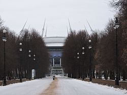 Вид на запад в сторону стадиона