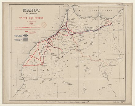 Roadmap of Morocco in 1919