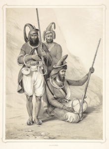 "Akalees (Akalis)", from "Portraits of the Princes and People of India", by Emily Eden, 1844, chromolithograph "Akalees (Akalis)", from "Portraits of the Princes and People of India", by Emily Eden, 1844.png