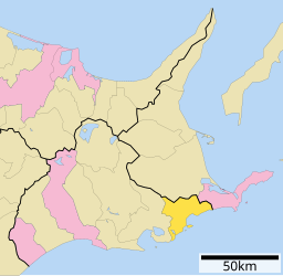 Hamanakas läge i Kushiro subprefektur      Signifikanta städer      Övriga städer     Landskommuner