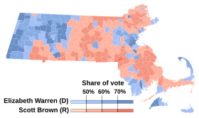 Results by Municipality. 2012 United States Senate election in Massachusetts results map by municipality.svg