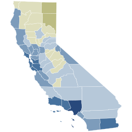 2016 California Proposition 56 resultater kort efter county.svg