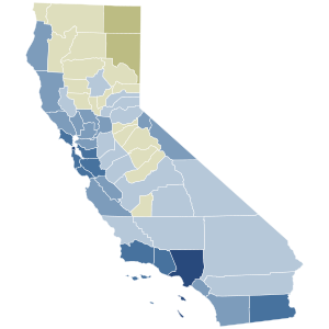 2016 California Proposition 56 results map by county.svg