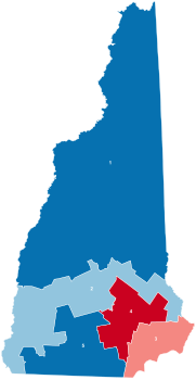 2018 Baru Hampshrie Eksekutif Dewan pemilu - Hasil by district (sederhana).svg