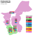 Seat distribution for the 2019 Rostock city council election.
