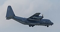 A US Air Force MC-130J Commando II, tail number 10-5714, on final approach at Kadena Air Base in Okinawa, Japan. It is assigned to the 1st Special Operations Squadron at Kadena AB.