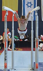 Thumbnail for File:2022-06-25 Budapest Cup Age-group I all-around competition warm-up Parallel bars (Martin Rulsch) 38.jpg