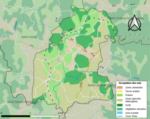 Barevná mapa znázorňující využití půdy.