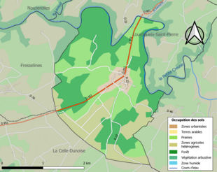 Barevná mapa znázorňující využití půdy.