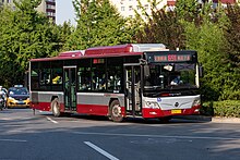 A CNG-powered bus in Beijing, China; Beijing Bus started using natural gas vehicles since September 1999 3126447 at Tianningsiqiaobei (20200821164905).jpg