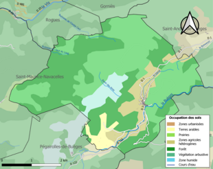 Barevná mapa znázorňující využití půdy.