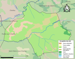 Barevná mapa znázorňující využití půdy.