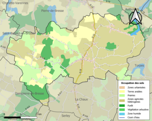 Barevná mapa znázorňující využití půdy.