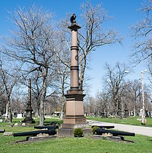 The 7th Ohio Volunteer Infantry Memorial, erected in 1871. 7th OVI Memorial 03 - Woodland Cemetery.jpg