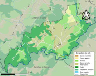 Kolorowa mapa przedstawiająca użytkowanie gruntów.