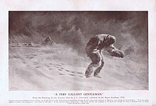 This plate appeared in the 36th The Boy's Own Annual (1913-1914), and is based on the painting A Very Gallant Gentleman by John Charles Dollman. It depicts the last moments of Lawrence Oates. A Very Gallant Gentleman (plate in The Boy's Own Annual) - John Charles Dollman - 1914.jpg