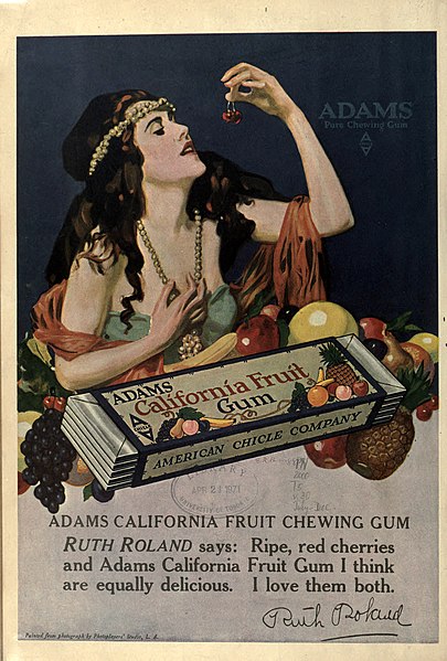 File:Adams California Fruit Chewing Gum ad - Ruth Roland.jpg