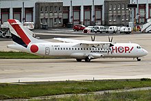 L'ATR 72-600, dernier turbopropulseur dans la flotte de Hop !, désormais retiré au profit des avions à réaction.