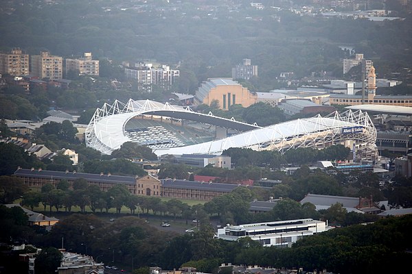 An aerial view of the stadium and its surrounds