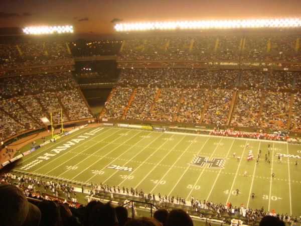 The Hawaii Rainbow Warriors playing at the stadium