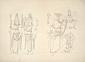 An 1853 sketch of 6th century stone carvings of Shiva, Harihara (half Shiva, half Vishnu), Varaha with Bhudevi, Ravana Phadi Hindu Cave Temple.jpg