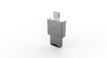 Clé USB avec un double connecteur, USB-A (classique et rectangulaire) d'un côté et un Micro USB-B (plus petit et en trapèze) de l'autre côté.