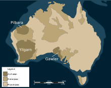 Location of Archean and Proterozoic cratons in Australia Australia cratons EN.svg